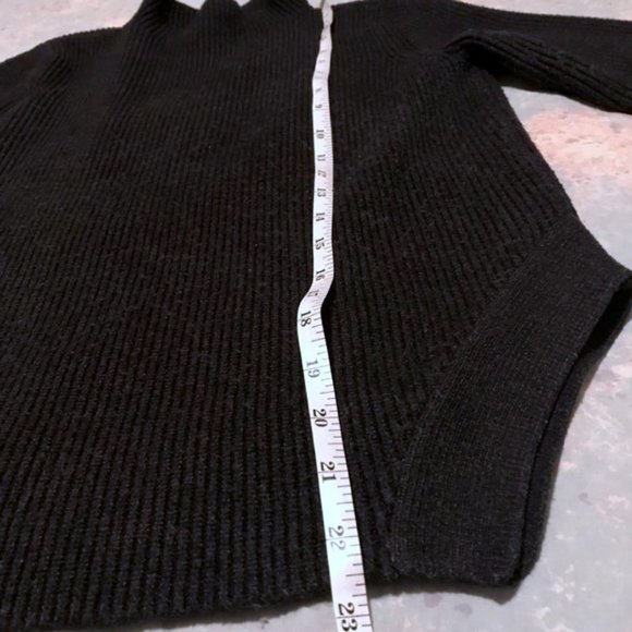 3/ $30 or FREE WITH PURCHASE over $40 Black Ribbed Mock Neck Split Hem Sweater - Picture 11 of 16